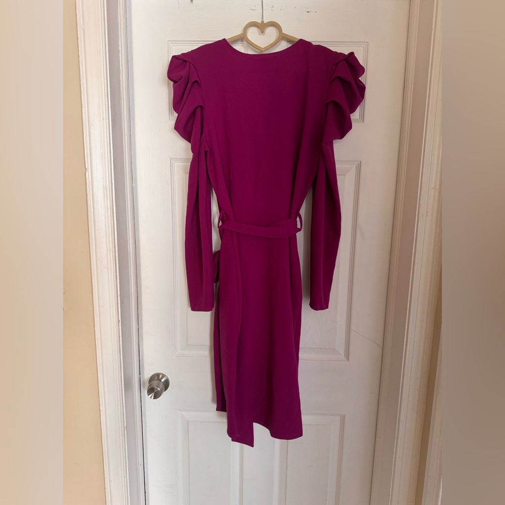 Elegant Fuchsia Faux Wrap Dress - Picture 3 of 3